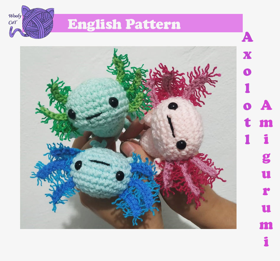 PDF with step-by-step instructions and photos to make an amigurumi axolotl.